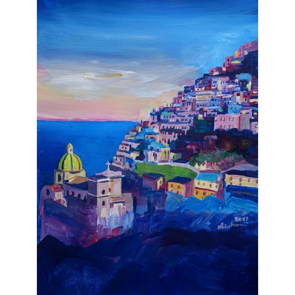 Art.com Amazing Amalfi Coast At Sunset Art Print by Markus Bleichner, 18" x 24"
