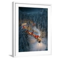 thumbnail image 1 of Art.com Amazing Cute Christmas Train Goes through Fantastic Winter Forest in North Pole. Unusual Christmas Art Print by Vadim Georgiev, White Frame Wall Art, 23" x 29", 1 of 5