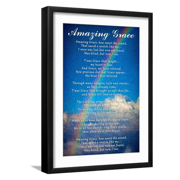 Art.com Amazing Grace Lyrics Art Print, Black Frame Wall Art, 17" x 23"