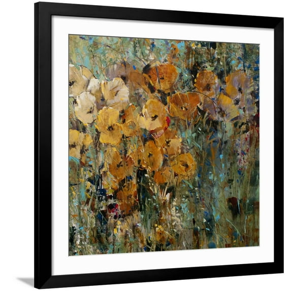 Art.com Amber Poppy Field II Art Print by Tim O'toole, Black Frame Wall Art, 38" x 38"