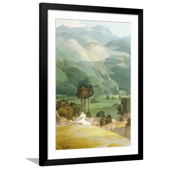 Art.com Ambleside, 1786 (W/C with Pen and Ink over Graphite on Laid Paper) Giclee Print by Francis Towne, Black Frame Wall Art, 32" x 44"