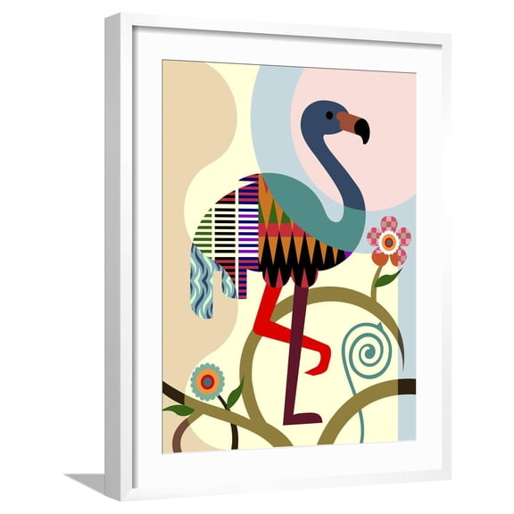 Art.com American Flamingo Giclee Print by Lanre Adefioye, White Frame Wall Art, 23" x 29"