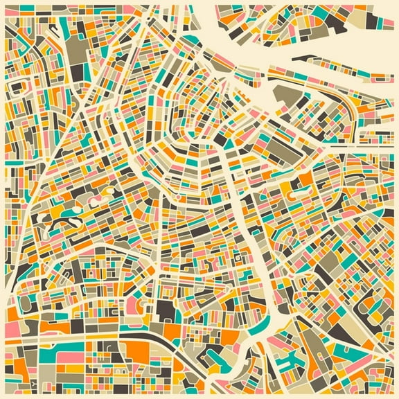 Art.com Amsterdam Map Art Print by Jazzberry Blue, 16" x 16"
