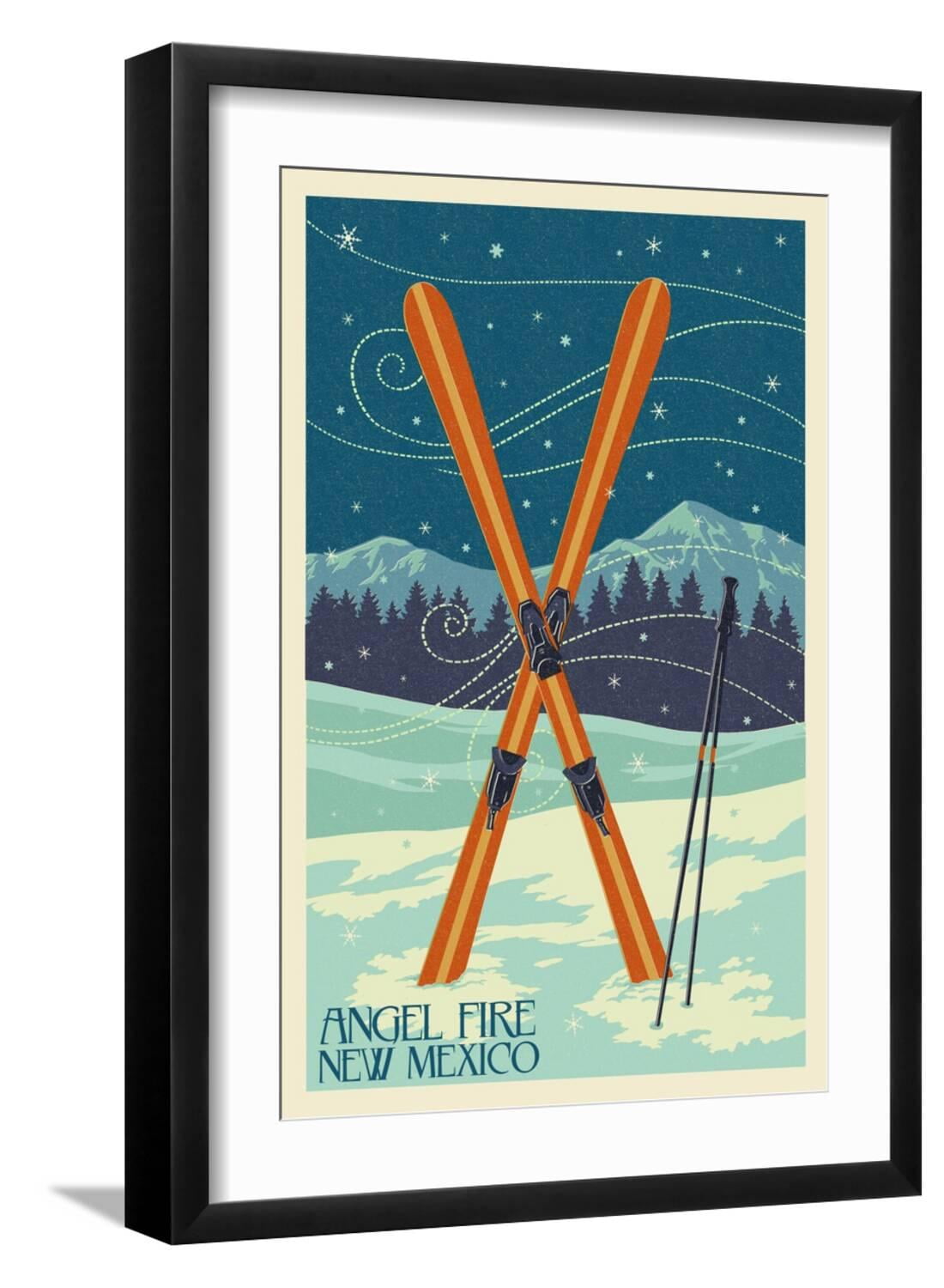 Angel Fire, New Mexico Crossed Skis Art Print by Lantern
