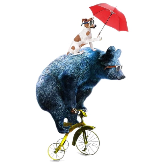 Art.com Animal Illustration / Bear Cycle/Circus Show Illustration. Performance of the Bear on Bike/Hand Dra Art Print by StudioLondon, 24" x 36"