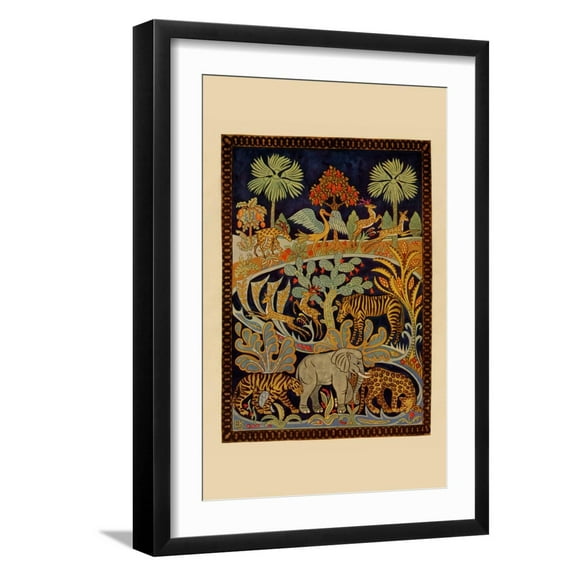 Art.com Animal Tapestry Art Print by Needlecraft Magazine, Black Frame Wall Art, 17" x 23"
