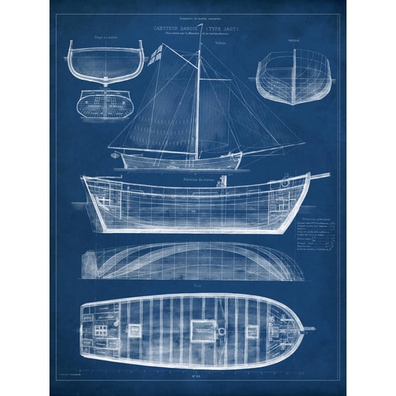 Art.com Antique Ship Blueprint II Art Print by Vision Studio, 12" x 16"
