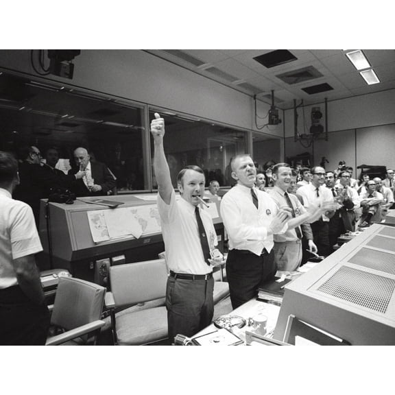 Art.com Apollo 13 Flight Directors Applaud the Successful Splashdown of the Command Module Photo, 16" x 12"