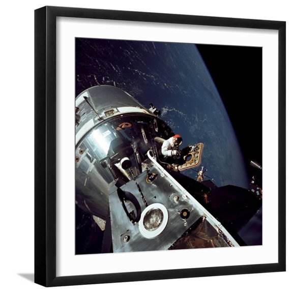 Art.com Apollo 9 Astronaut Dave Scott Stands in Open Hatch of Command Module Photo, Black Frame Wall Art, 21" x 21"