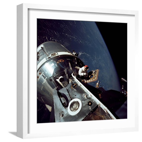 Art.com Apollo 9 Astronaut Dave Scott Stands in Open Hatch of Command Module Photo, White Frame Wall Art, 21" x 21"