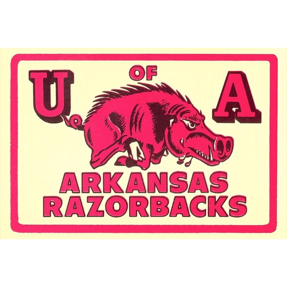 Art.com Arkansas Razorback Mascot Art Print, 18" x 12"