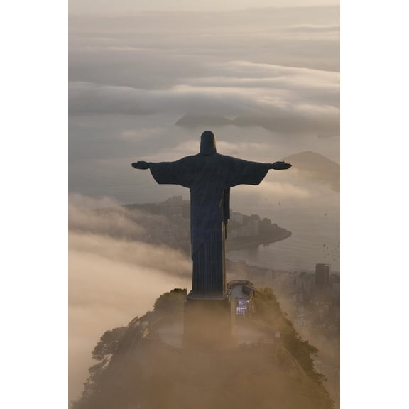Art.com Art Deco Statue of Jesus, Corcovado Mountain, Rio de Janeiro, Brazil Photographic Print by Peter Adams, 12" x 18"