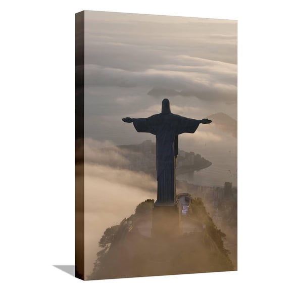 Art.com Art Deco Statue of Jesus, Corcovado Mountain, Rio de Janeiro, Brazil Stretched Canvas Print Wall Art by Peter Adams, 12" x 18"