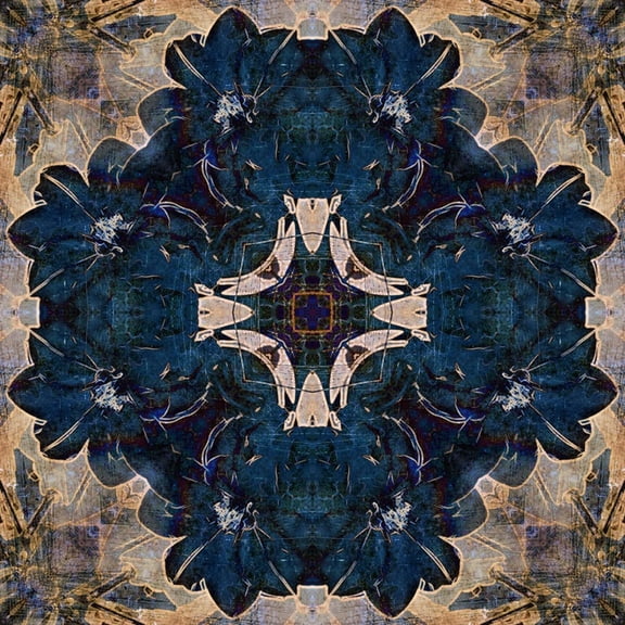 Art.com Art Nouveau Geometric Ornamental Vintage Pattern in Beige and Blue Colors Art Print by Irina QQQ, 16" x 16"
