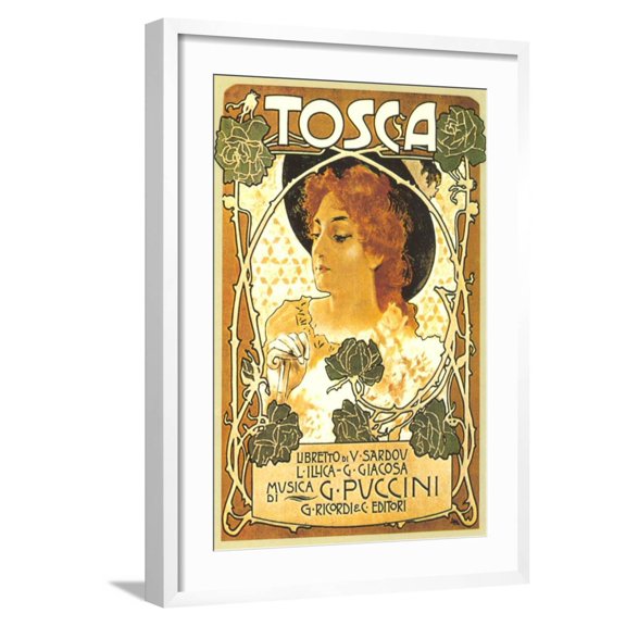 Art.com Art Nouveau Poster for Tosca Art Print, White Frame Wall Art, 21" x 29"