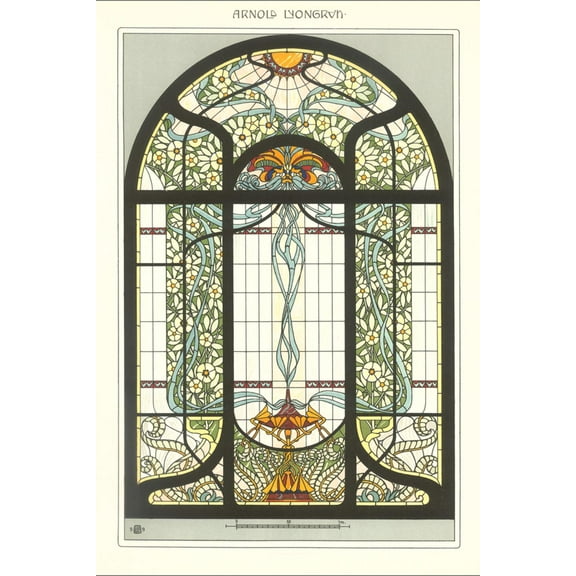 Art.com Art Nouveau Stained Glass Art Print, 12" x 18"