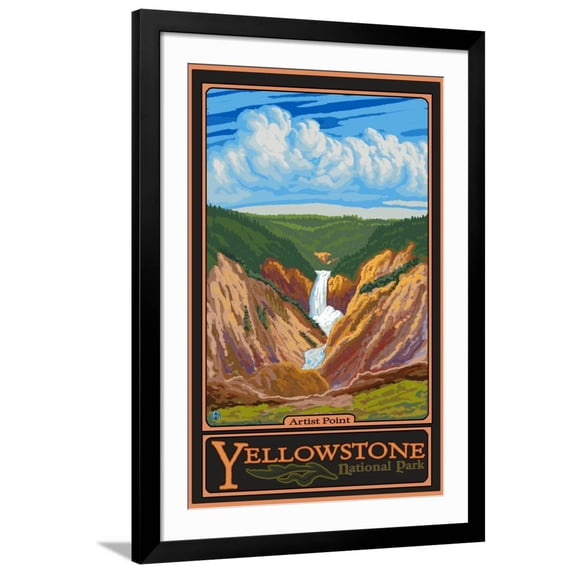 Art.com Artist Point, Yellowstone National Park, Wyoming Art Print by Lantern Press, Black Frame Wall Art, 32" x 44"
