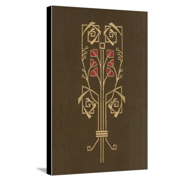 Art.com Arts and Crafts Geometric Floral Motif Stretched Canvas Print Wall Art, 16" x 24"
