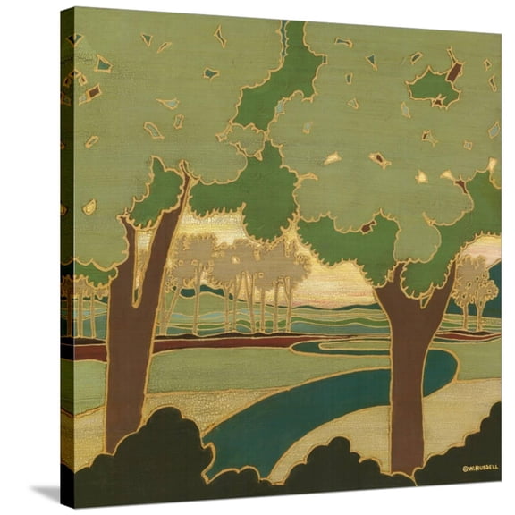 Art.com Arts and Crafts Landscape I Stretched Canvas Print Wall Art by Wendy Russell, 30" x 30"