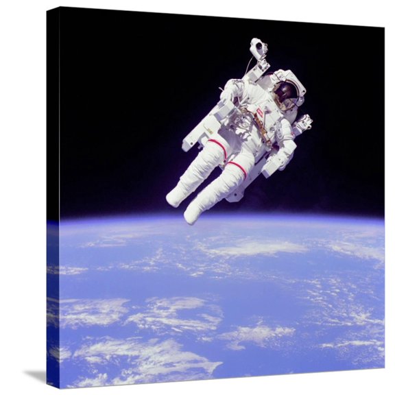 Art.com Astronaut Bruce Mccandless in Floating Weightless 320 Feet from the Space Shuttle Challenger Stretched Canvas Print Wall Art, 24" x 24"