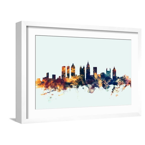 Art.com Atlanta Georgia Skyline Art Print by Michael Tompsett, White Frame Wall Art, 23" x 17"