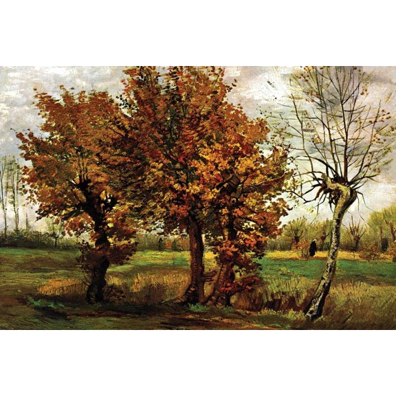 Art.com Autumn Landscape with Four Trees Art Print by Vincent van Gogh, 24" x 16"