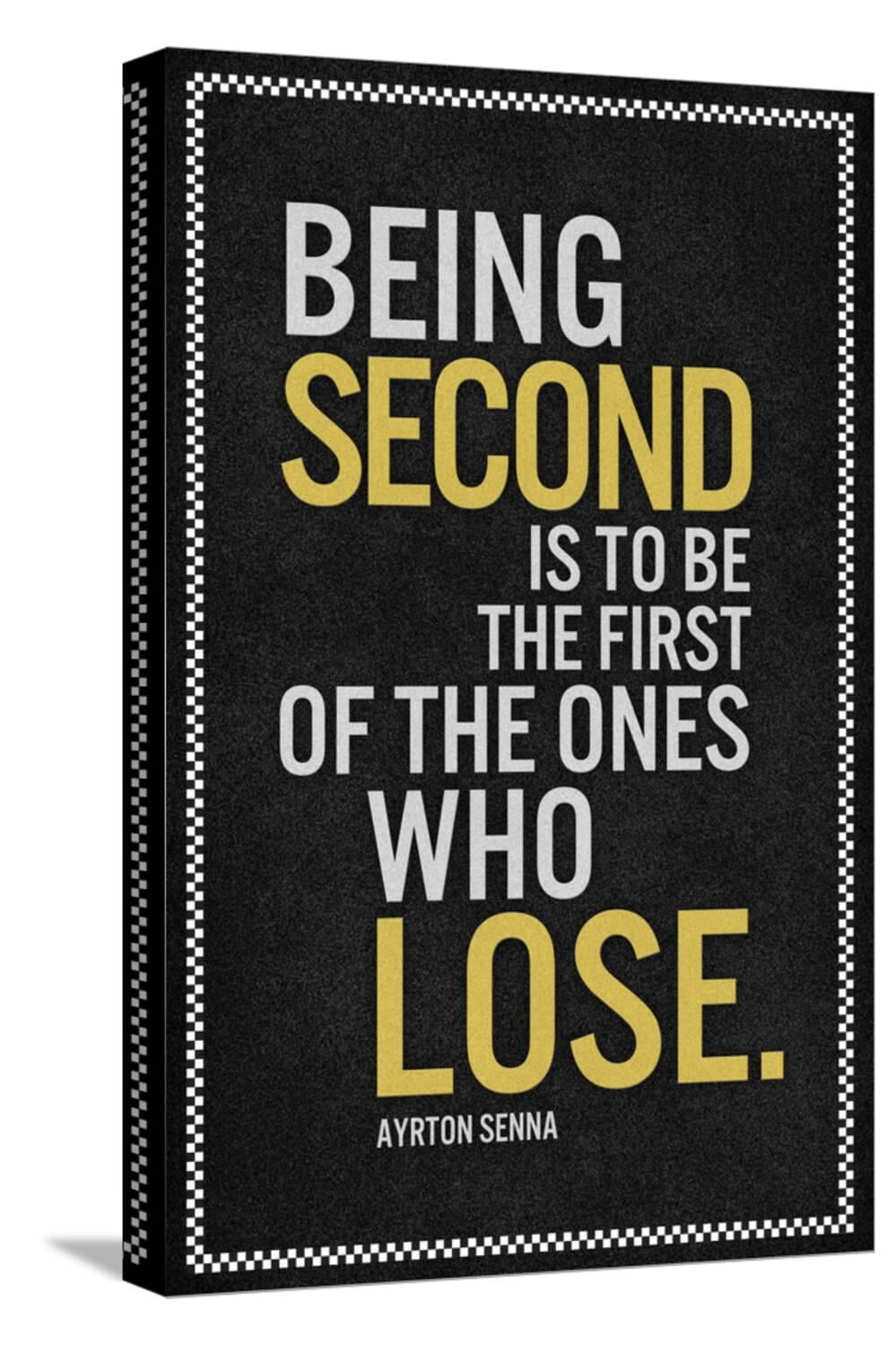 Ayrton Senna Quote Black and Yellow Canvas Print, 12" x 18"