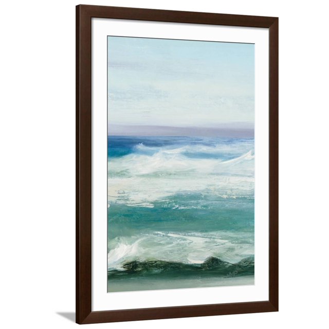 Azure Ocean III Art Print by Julia Purinton, Brown Frame Wall