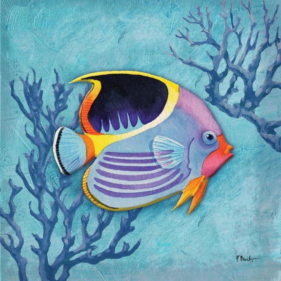Art.com Azure Tropical Fish I Art Print by Paul Brent, 30" x 30"