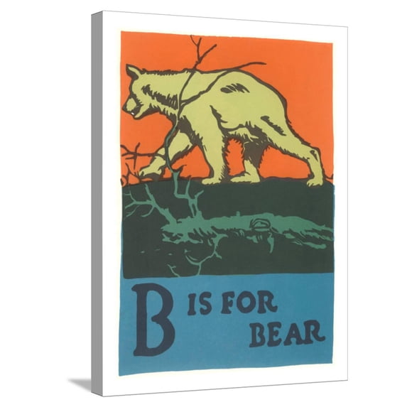 Art.com B is for Bear Stretched Canvas Print Wall Art, 18" x 24"