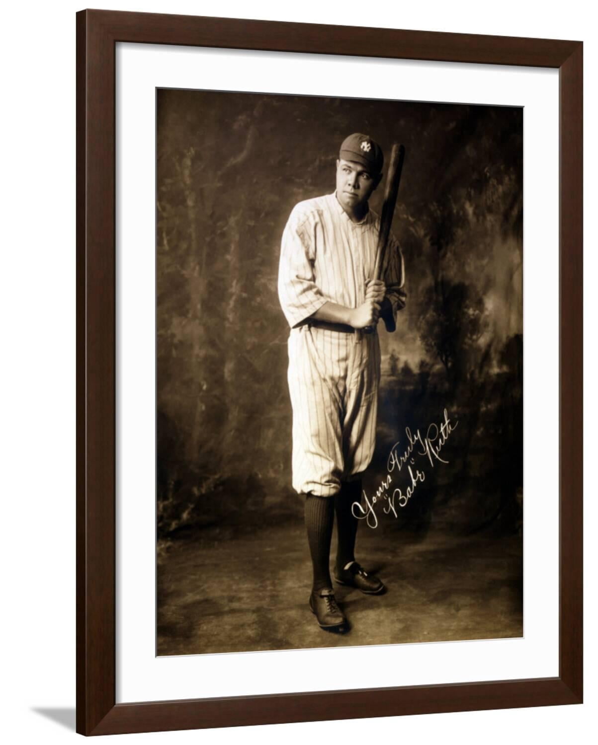 Art.com Babe Ruth, 1920 Photo, Brown Frame Wall Art, 32