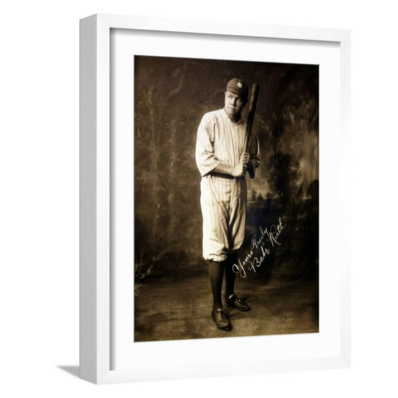 Art.com Babe Ruth, 1920 Photo, White Frame Wall Art, 17" x 21"