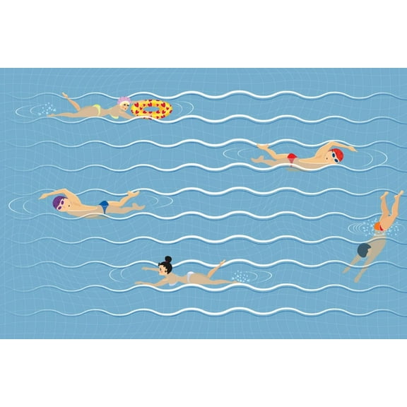 Art.com Background with Swimming Pool Art Print by Milovelen, 18" x 12"