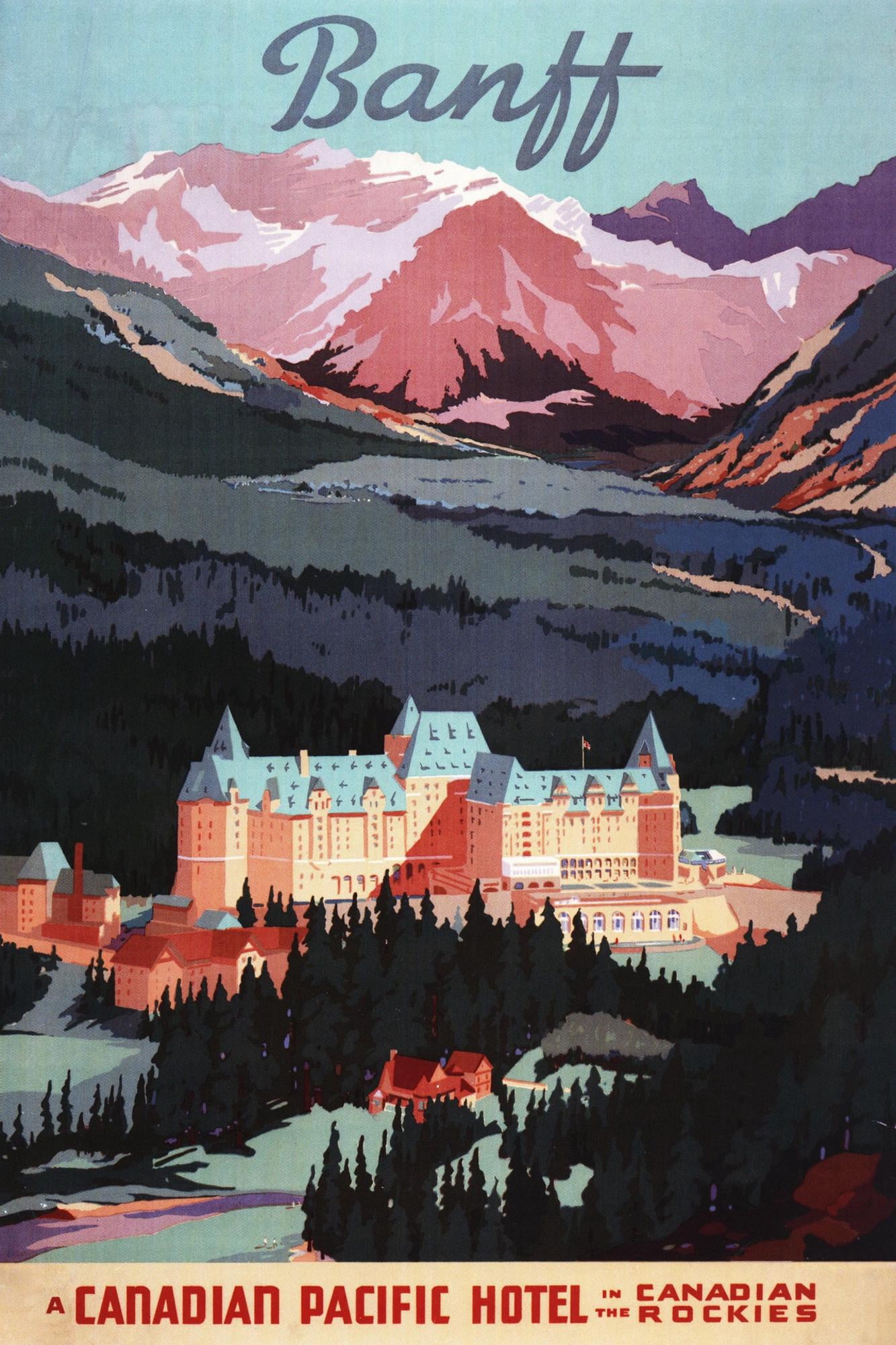 Art.com Banff, Alberta, Canada - Overview of the Banff Springs Hotel ...