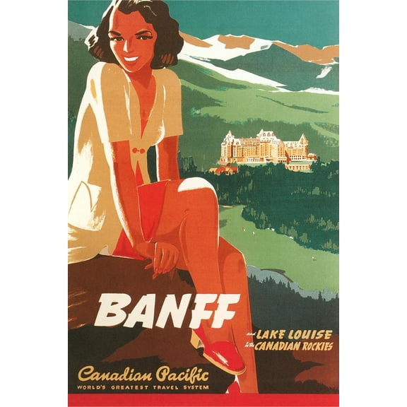 Art.com Banff Travel Poster Art Print, 12" x 18"