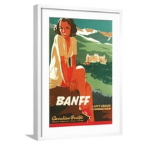 Art.com Banff Travel Poster Art Print, White Frame Wall Art, 21" x 29"