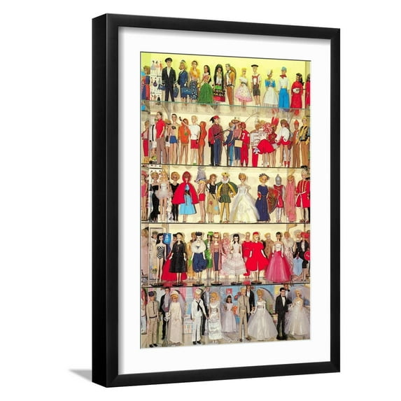 Art.com Barbie Doll Collection, Retro Art Print, Black Frame Wall Art, 17" x 23"