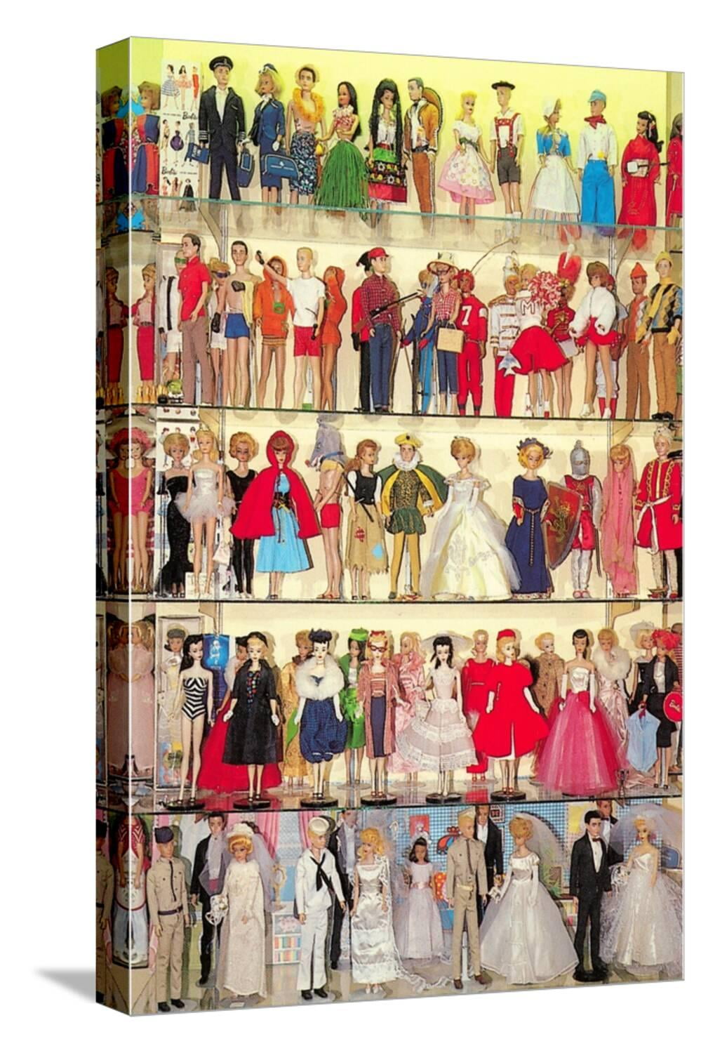 Retro Barbie Doll Collection Stretched Canvas Print, 12" x 18"