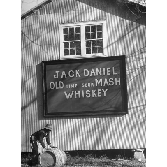 Art.com Barrel Being Rolled to Warehouse at Jack Daniels Distillery Photographic Print by Ed Clark, 18" x 24"