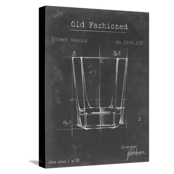 Art.com Barware Blueprint I Stretched Canvas Print Wall Art by Ethan Harper, 12" x 16"