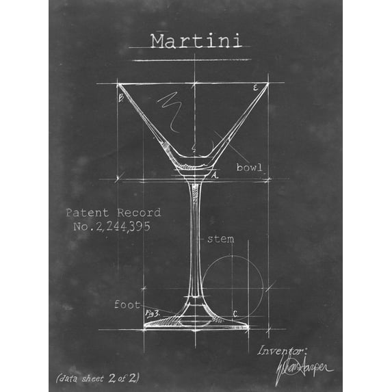 Art.com Barware Blueprint V Art Print by Ethan Harper, 12" x 16"