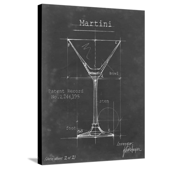 Art.com Barware Blueprint V Stretched Canvas Print Wall Art by Ethan Harper, 24" x 32"