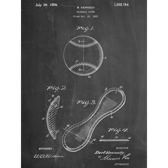 Art.com Baseball Patent 1923 Art Print, 12" x 16"