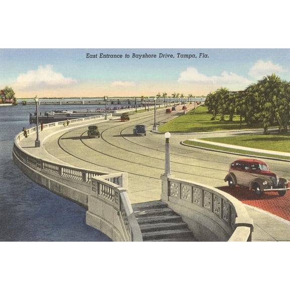 Art.com Bayshore Drive, Tampa, Florida Art Print, 24" x 16"