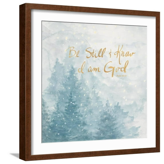 Art.com Be Still and Know I Am God Art Print by Patricia Pinto, Brown Frame Wall Art, 21" x 21"