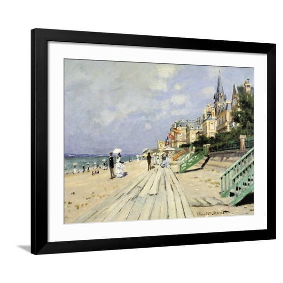 Art.com Beach At Trouville Art Print by Claude Monet, Black Frame Wall Art, 40" x 32"