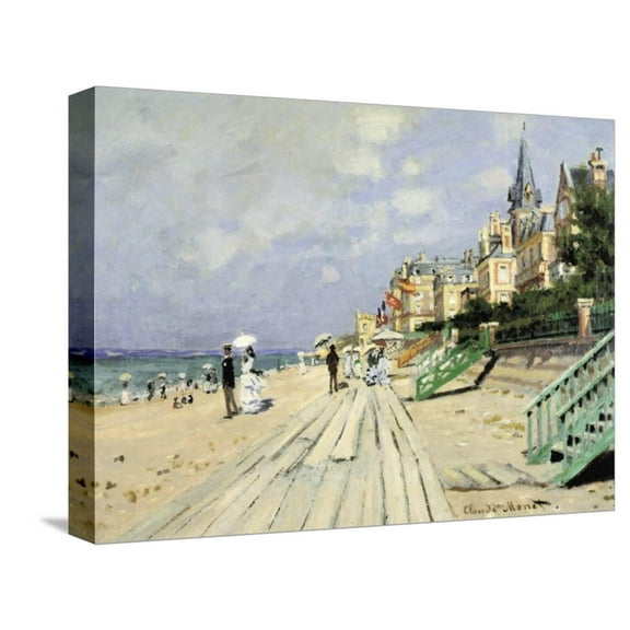 Art.com Beach At Trouville Stretched Canvas Print Wall Art by Claude Monet, 16" x 12"