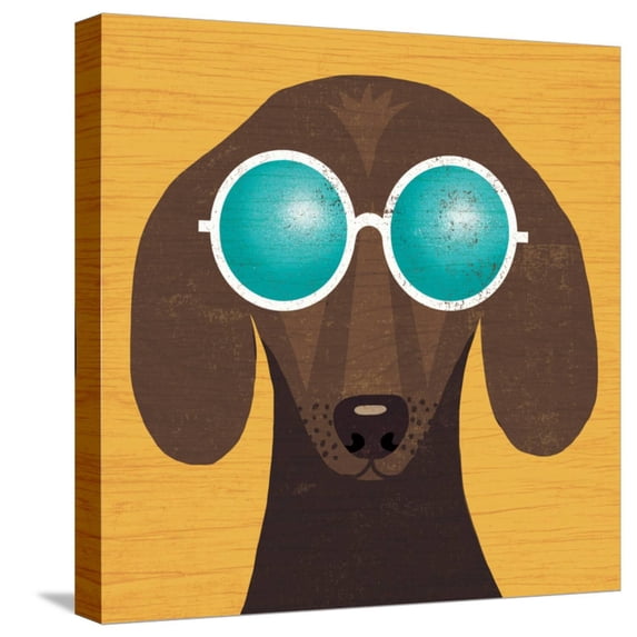 Art.com Beach Bums Dachshund I Stretched Canvas Print Wall Art by Michael Mullan, 16" x 16"