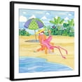 thumbnail image 1 of Art.com Beach Chair Flamingo Art Print by Paul Brent, Black Frame Wall Art, 29" x 29", 1 of 5