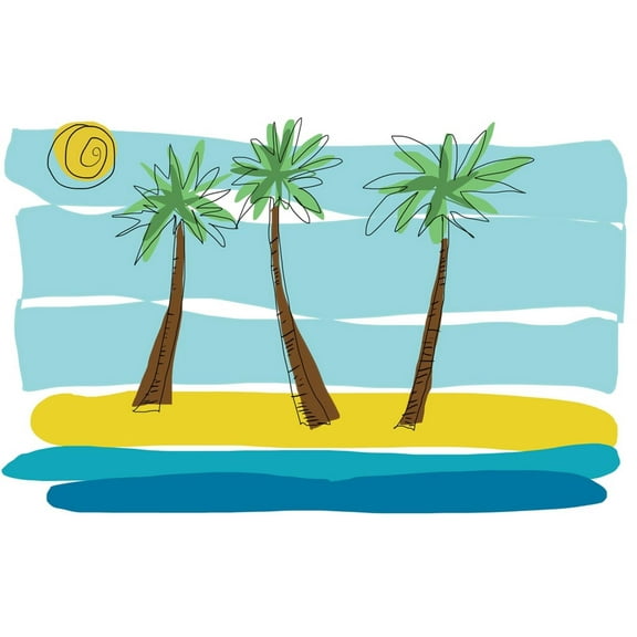 Art.com Beach Day Palms 1 Art Print by Jan Weiss, 24" x 16"